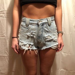 High waisted denim shorts